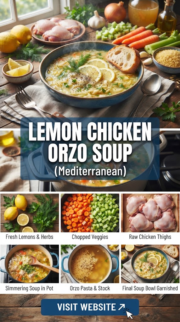 Lemon Chicken Orzo Soup (Mediterranean)